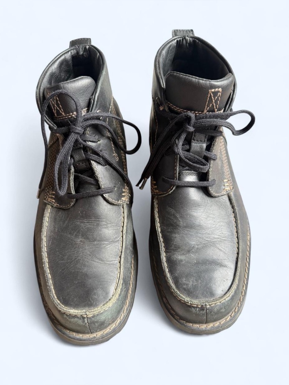 Timberland Black Leather Lace-Up Work Boots